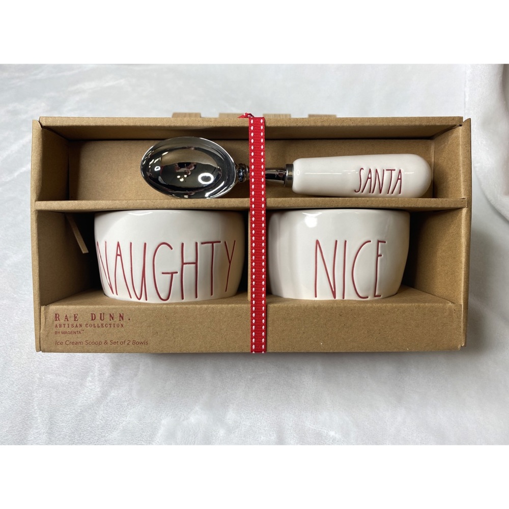 Rae Dunn naughty nice ice cream set